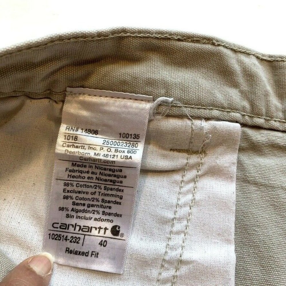 Carhartt Cargo‎ Shorts Mens 40 Canvas Relaxed Fit Stretch Utility Outdoor Khaki - Picture 8 of 12